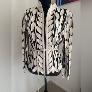 Stillman Studio Genuine Lamb Leather Sheer Cutout Jacket Size L belted